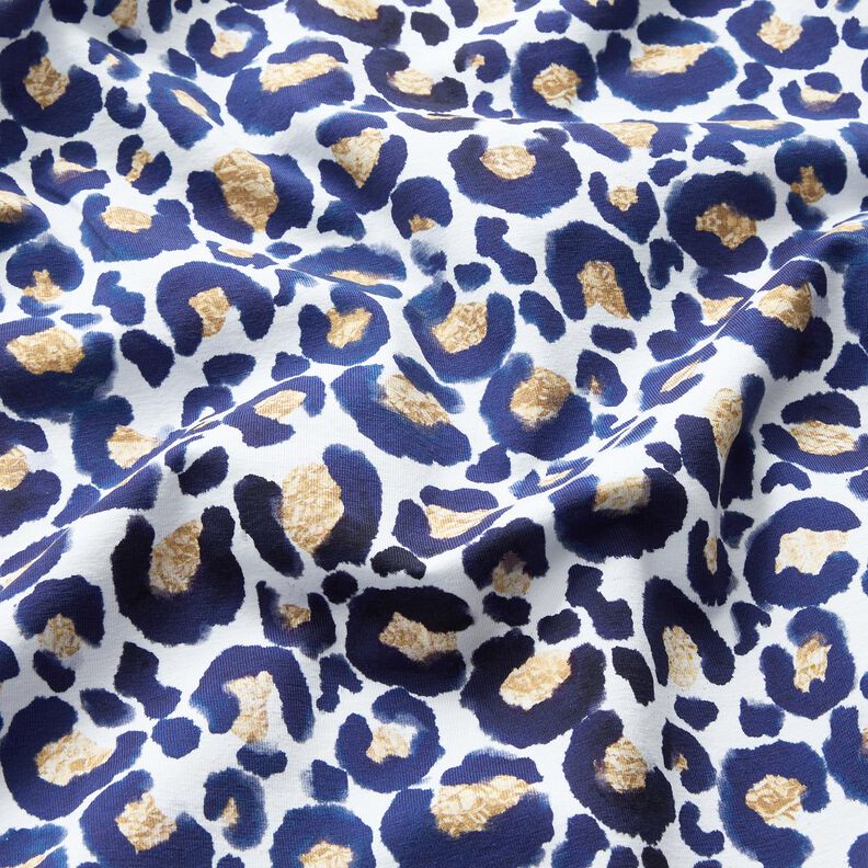 jersey di cotone Leopardo con macchie dorate | Glitzerpüppi – bianco/indaco,  image number 2