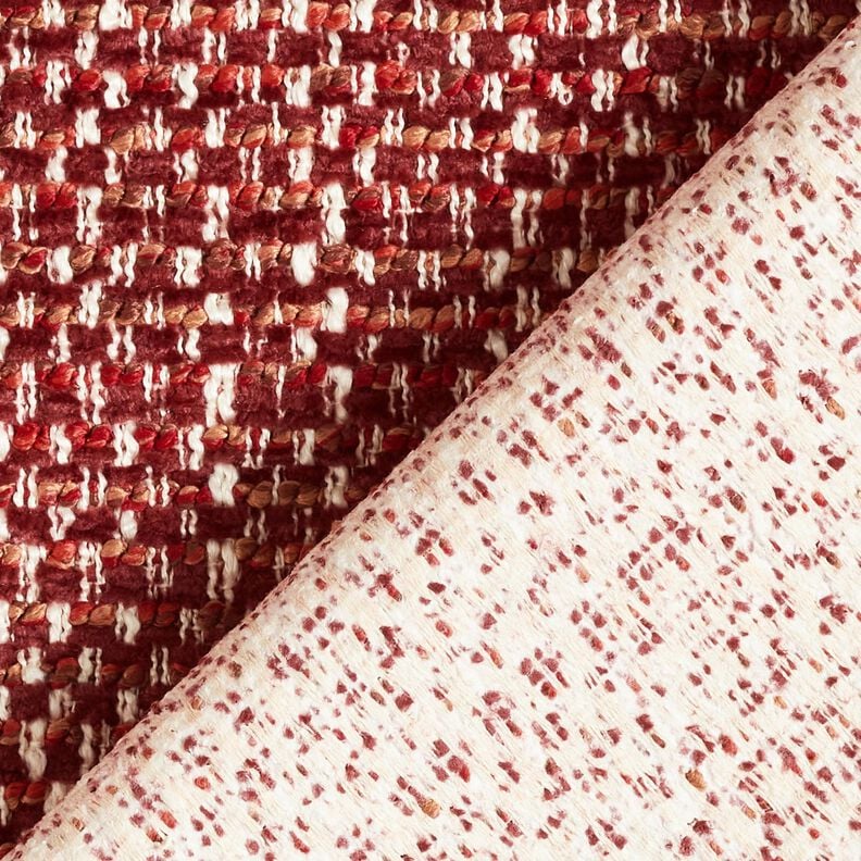 tessuto da tappezzeria Aspetto bouclé colorato – rosso Bordeaux/crema,  image number 3