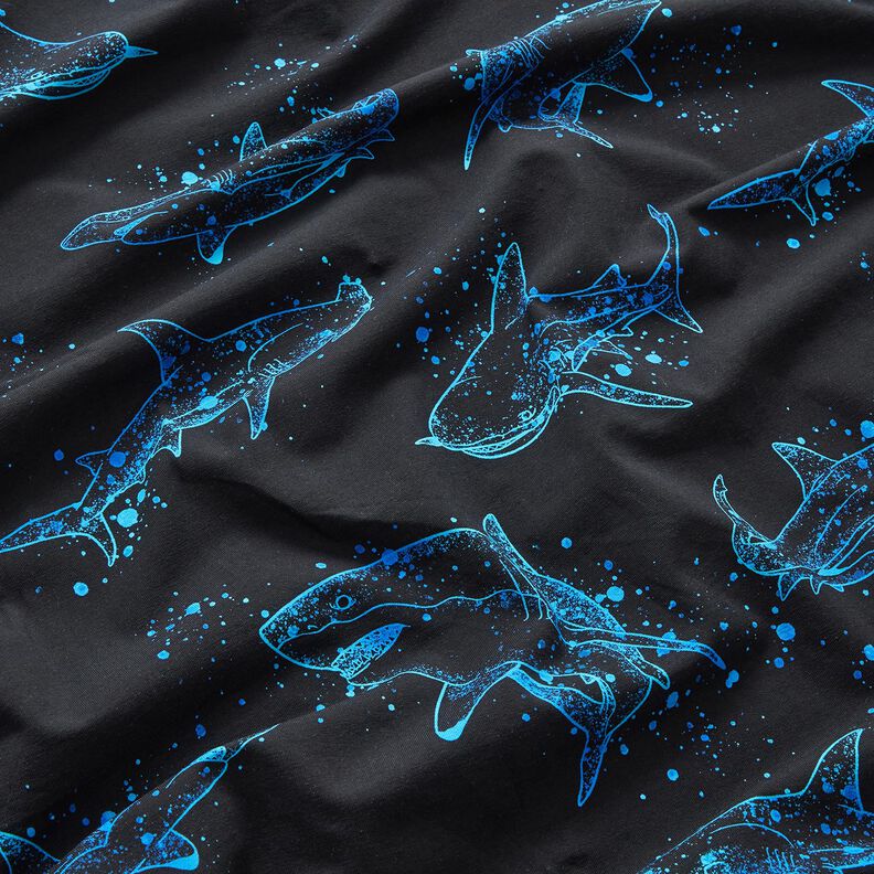jersey di cotone Squali | Glitzerpüppi – nero/turchese chiaro,  image number 2