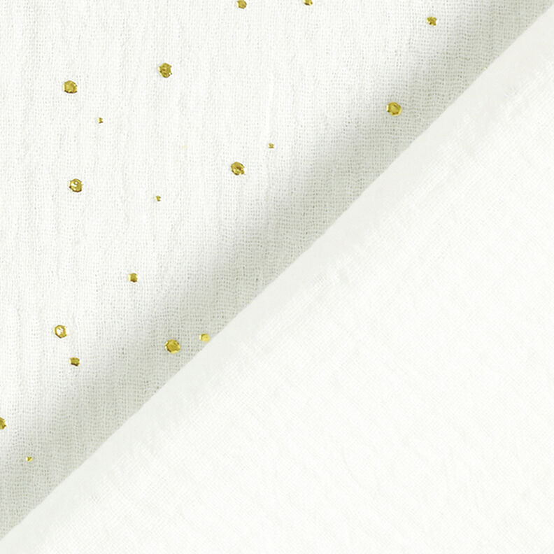 mussola di cotone, macchie dorate sparse – bianco/oro,  image number 4