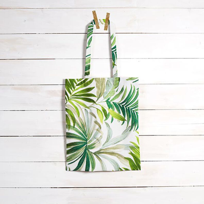 tessuto arredo tessuto canvas foglie esotiche – verde/bianco, image number 6