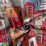 tessuto arredo gobelin Piccola città variopinta – rosso carminio/blu,  thumbnail number 3