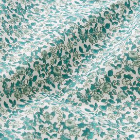 tessuto in cotone cretonne Numerosi fiori – petrolio/bianco, 