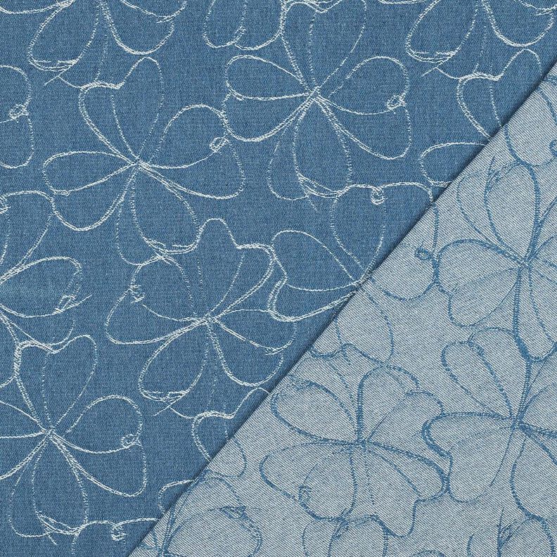 jeans Jacquard fiori | Poppy Fabrics – colore blu jeans,  image number 4