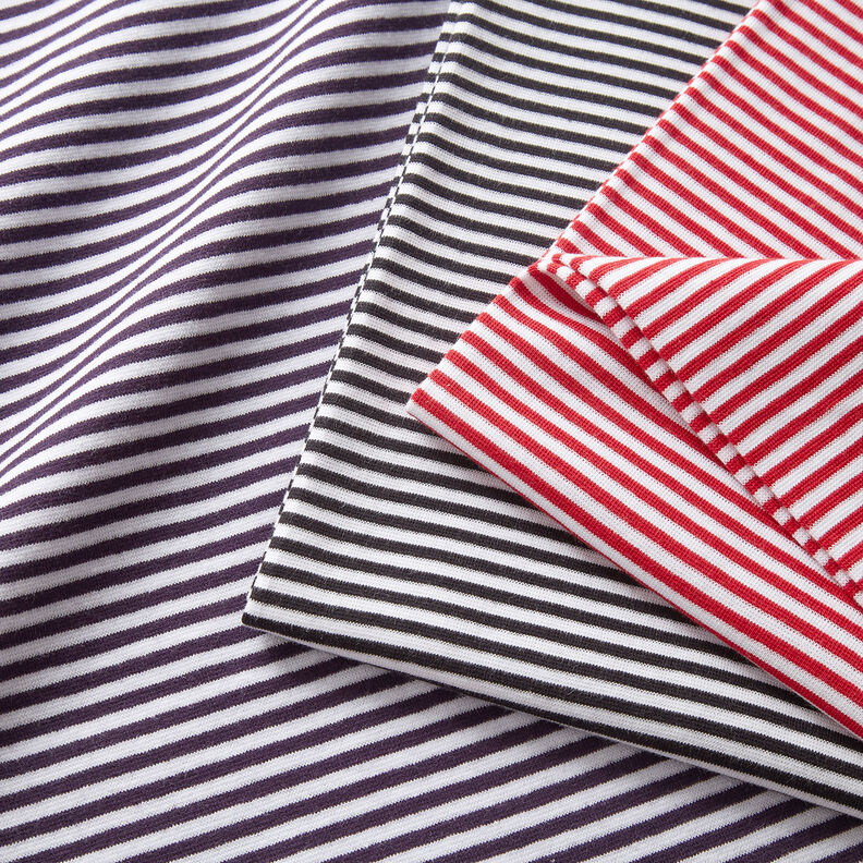 tessuto per polsini Righe tubolari – nero/bianco,  image number 5