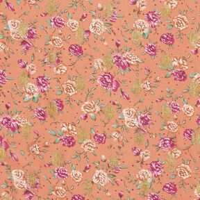 Chiffon a fiori crêpe e pois dorati – aragosta, 