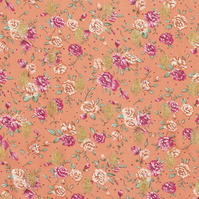 Chiffon a fiori crêpe e pois dorati – aragosta,  image number 1