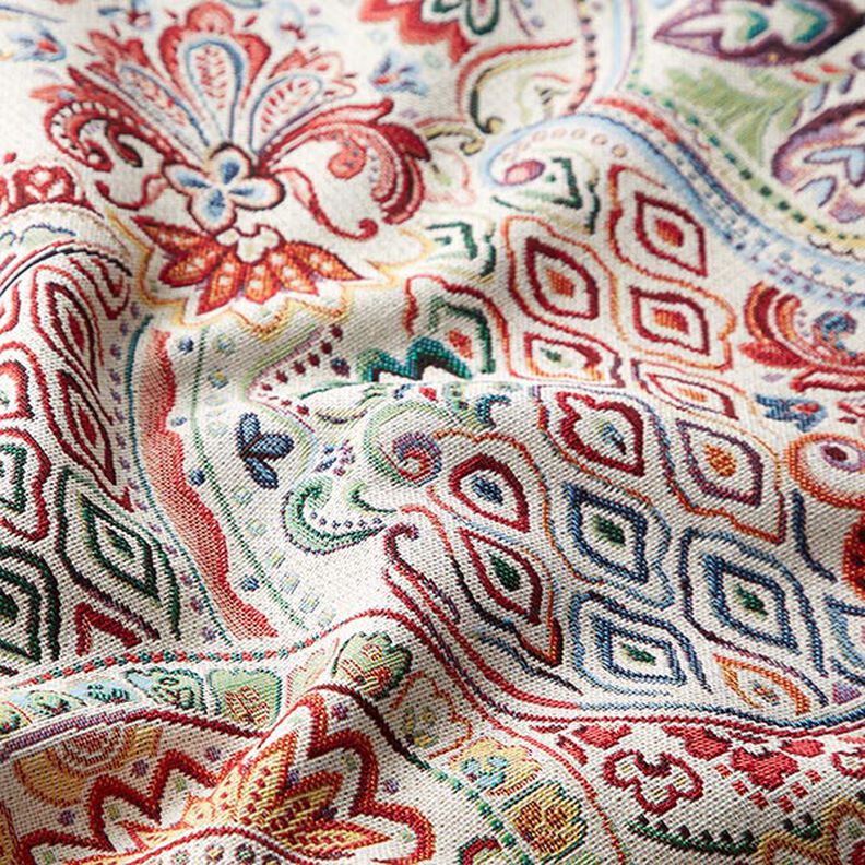 tessuto arredo gobelin paisley colorato – bianco lana,  image number 2