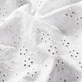 Batista di cotone ricami a giorno File di fiori – bianco, 