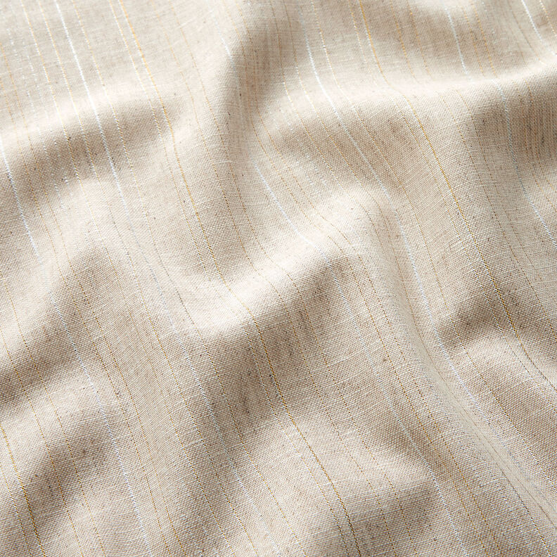 Misto lino-cotone a righe Lurex – naturale,  image number 2