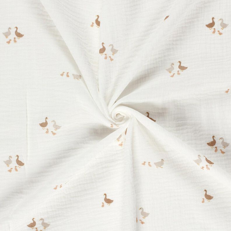 mussolina / tessuto doppio increspato Famiglia di anatre – bianco lana/naturale, image number 3