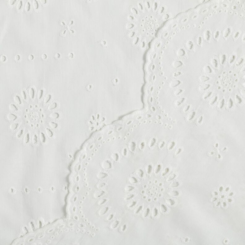 Tessuto in cotone con ricamo forato a fiori – bianco,  image number 4
