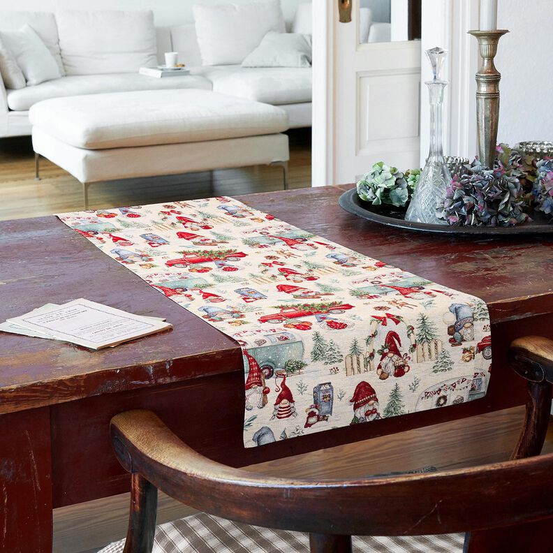 tessuto arredo gobelin Gnomo di Natale – beige chiaro/rosso, image number 10
