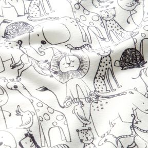 jersey di cotone Vivaci animali della giungla – bianco lana, 