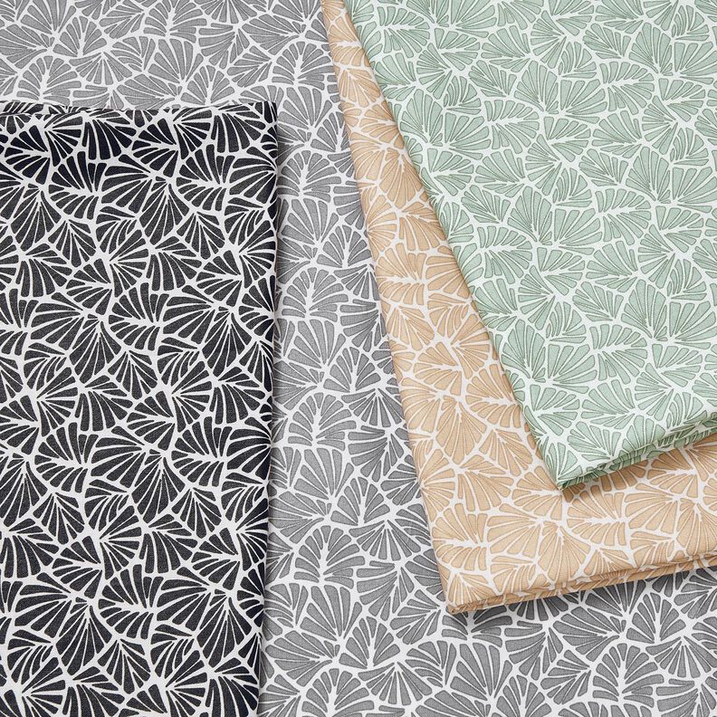 cotone rivestito Mini foglie astratte – grigio/bianco,  image number 6