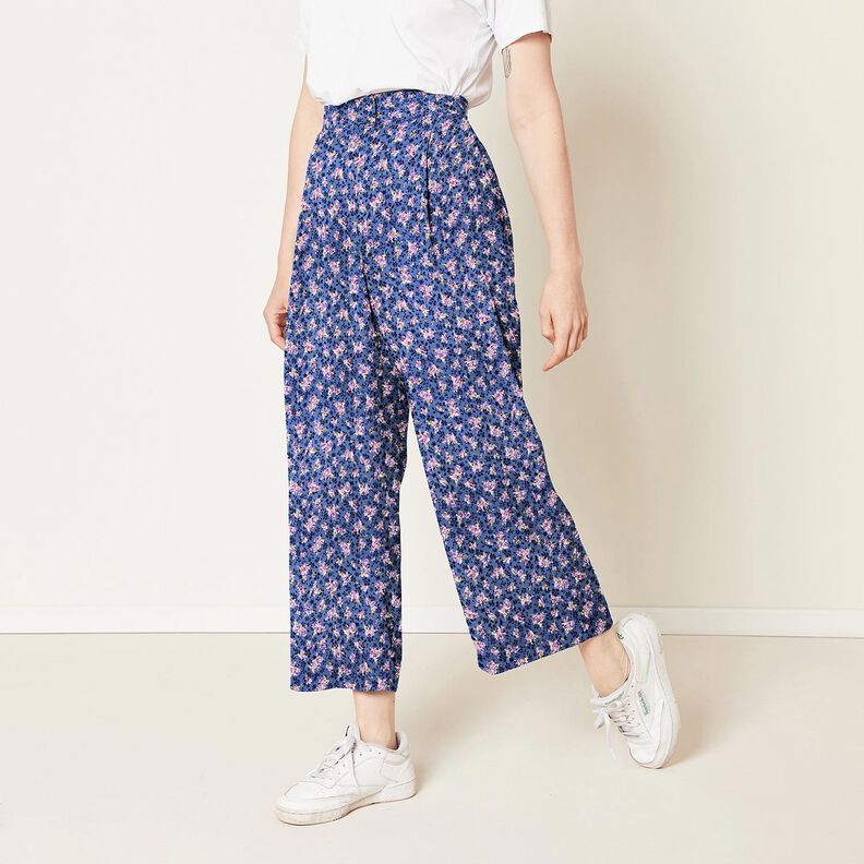 satin stretch Jacquard Mazzi di fiori &ndash; blu marino,  image number 5