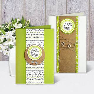 Set di adesivi menù matrimonio Ø 4,8 cm [ 24 pezzo/i ] – bianco lana/verde, 