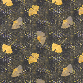 tessuto in cotone cretonne ginkgo – senape, 