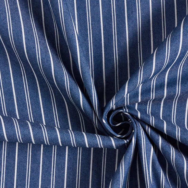 Tessuto denim leggero elasticizzato a righe – colore blu jeans,  image number 4