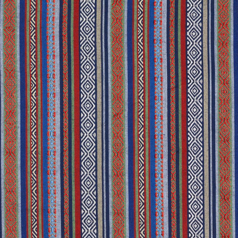 tessuto arredo Jacquard Strisce astratte – blu marino/rosso carminio, image number 1