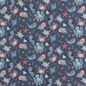 jersey di cotone Simpatici animali marini stampa digitale | Poppy Fabrics – blu notte, 