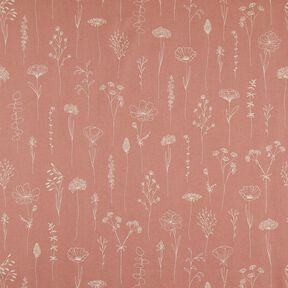 tessuto arredo mezzo panama Delicati fiori – rosa anticato, 