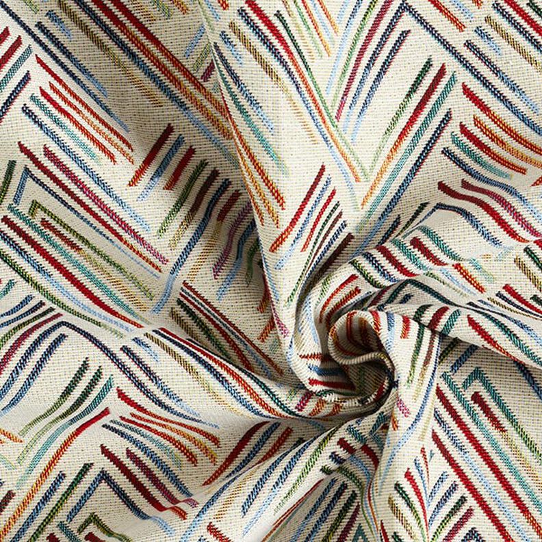 tessuto arredo gobelin Linee a zigzag – beige chiaro/blu, image number 3