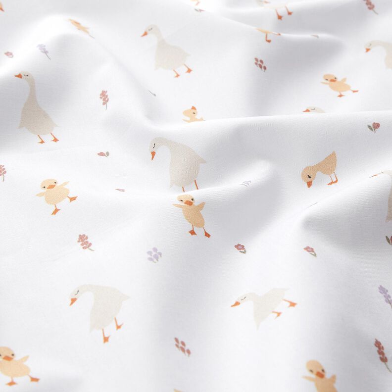 GOTS popeline di cotone Simpatiche oche e pulcini | Poppy Fabrics – bianco,  image number 2