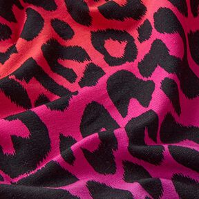 French terry, felpa estiva Leopardo a colore sfumato stampa digitale | by Poppy – porpora/rosso, 