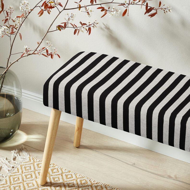 tessuto arredo Jacquard larghe – avorio/nero,  image number 6