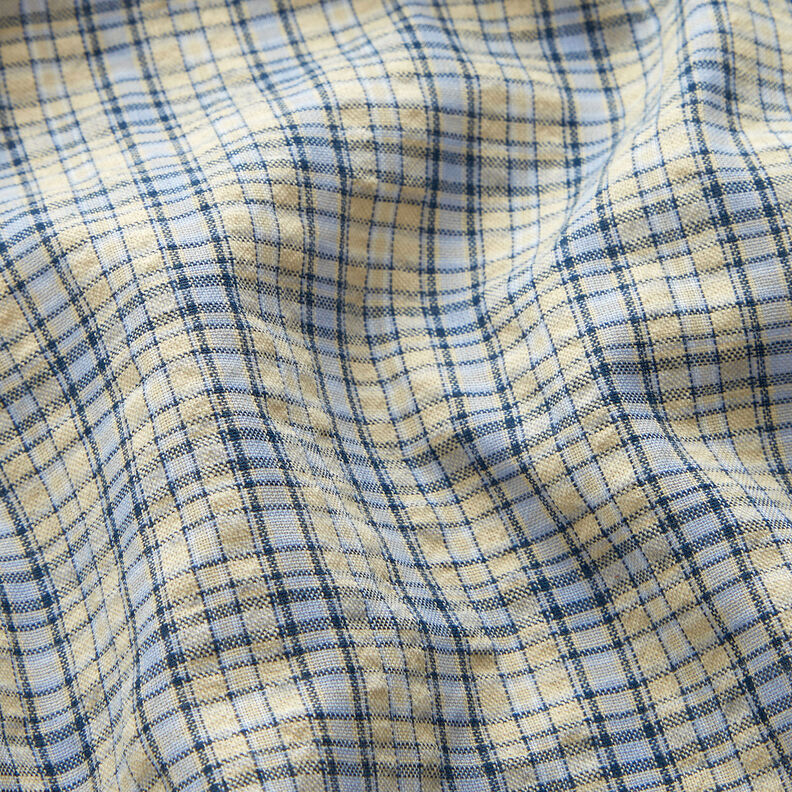Tessuto misto cotone a quadri – mandorla/azzurro,  image number 2