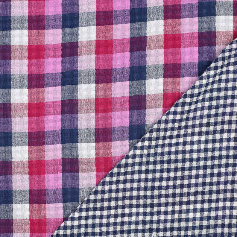 mussolina / tessuto doppio increspato Quadri double face | Poppy Fabrics – lillà/blu marino, image number 4