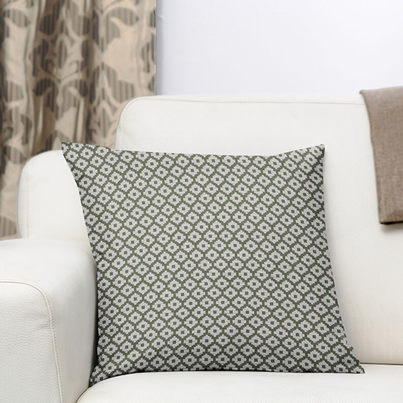 Tessuto jacquard da esterni losanghe – verde oliva,  image number 6