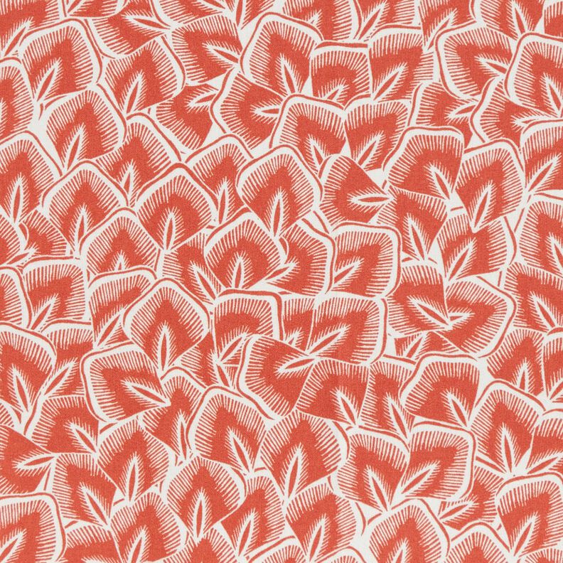 tessuto in cotone cretonne Foglie astratte – terracotta/avorio,  image number 1