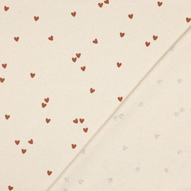 jersey a coste cuori sparsi | Poppy Fabrics – beige chiaro/marrone, image number 4