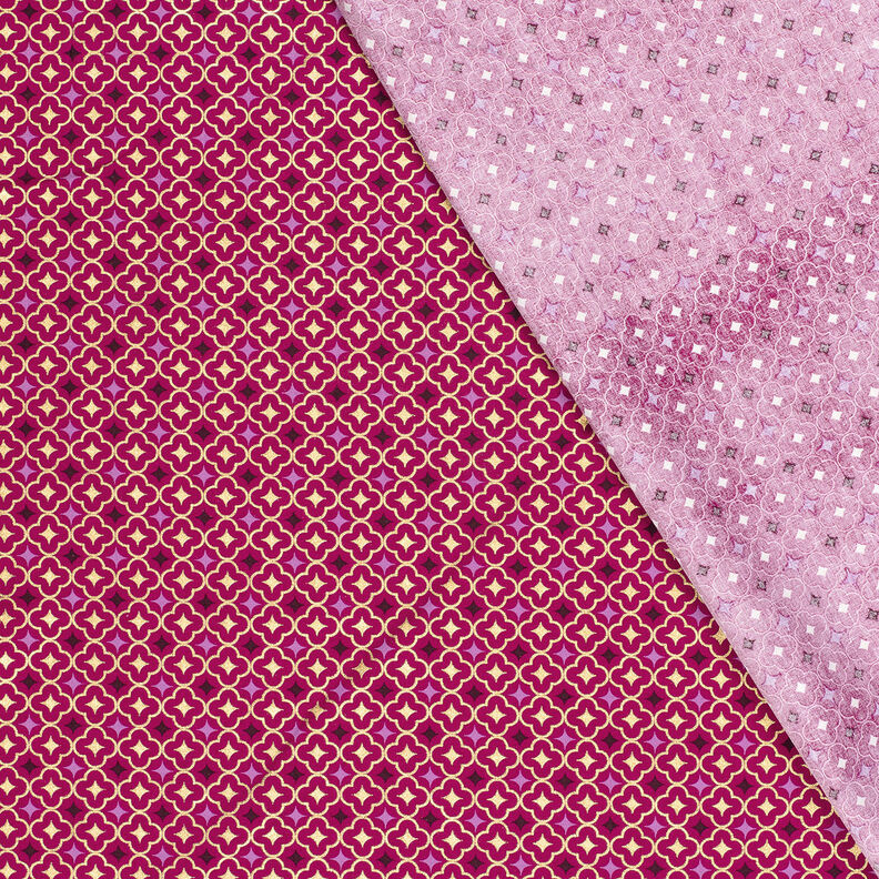 tessuto in cotone popeline Piastrelle festose – bacca/oro,  image number 4