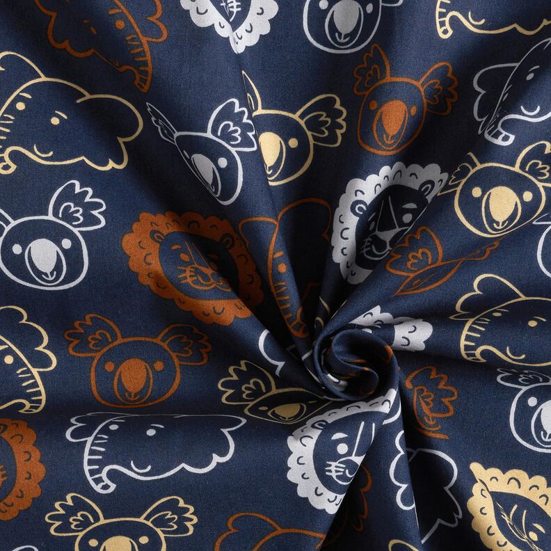 popeline di cotone Musi di animali | Poppy Fabrics – grigio blu,  image number 3