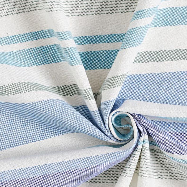 tessuto arredo mezzo panama Mix colorato a strisce riciclato – blu brillante,  image number 3