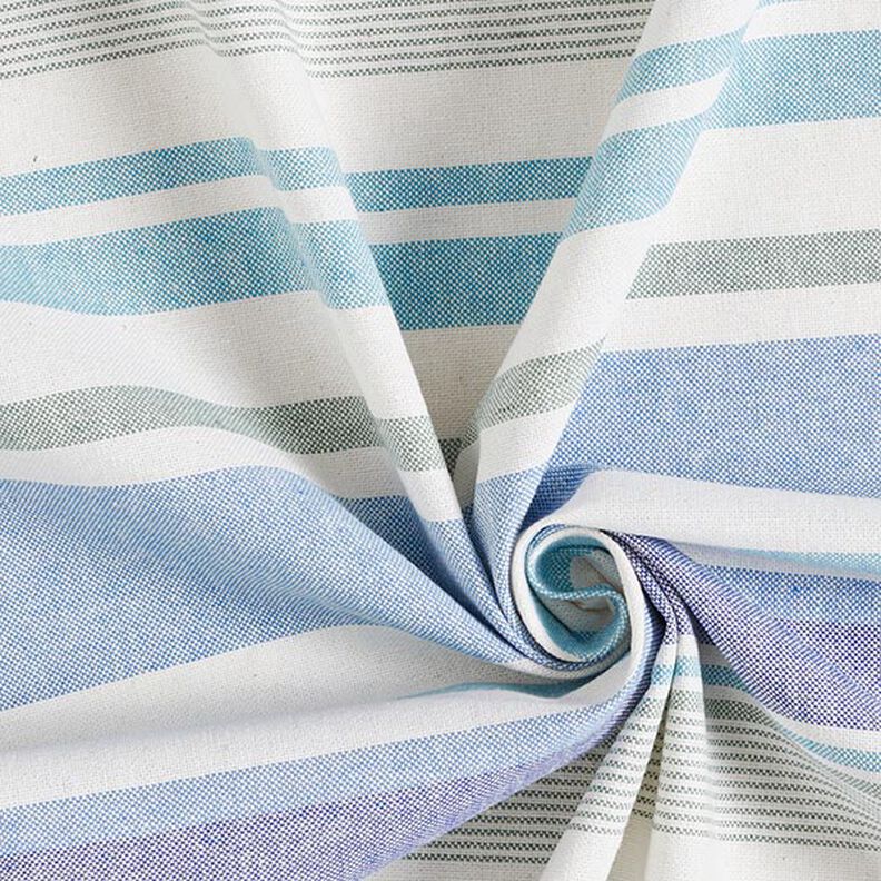 tessuto arredo mezzo panama Mix colorato a strisce riciclato – blu brillante,  image number 3