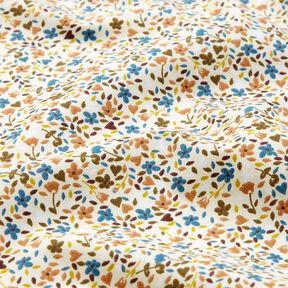 tessuto in cotone cretonne fiori sparsi – beige chiaro/marrone chiaro, 
