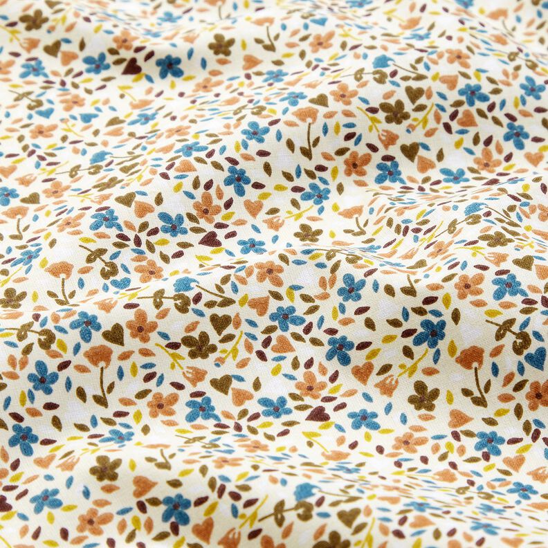 tessuto in cotone cretonne fiori sparsi – beige chiaro/marrone chiaro,  image number 2