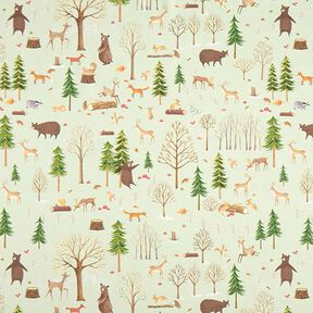 tessuto arredo mezzo panama animali del bosco – menta, 