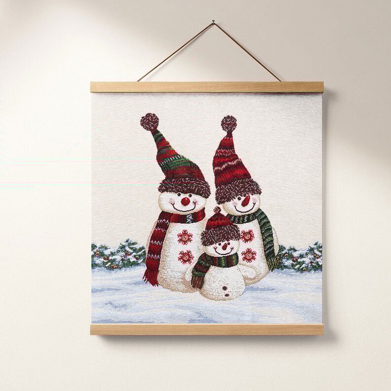 taglio di tessuto gobelin trio di pupazzi di neve – beige chiaro,  image number 6