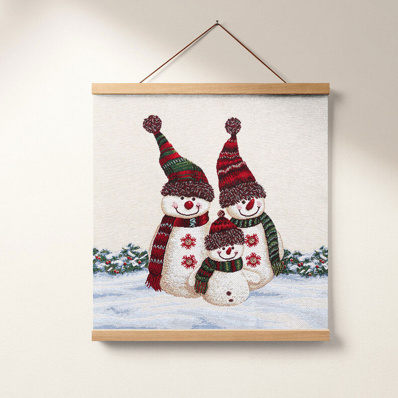 taglio di tessuto gobelin trio di pupazzi di neve – beige chiaro, image number 6