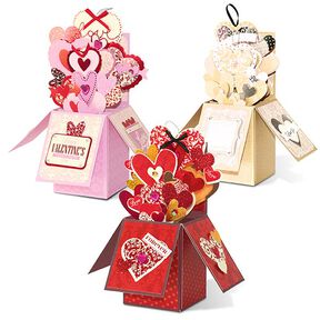 Kit per scatola pop-up fai-da-te San Valentino [ 3pezzo/i ] – rosso/pink, 
