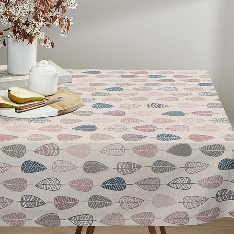 tessuto arredo mezzo panama Foglie retrò – rosa antico chiaro/naturale, image number 8