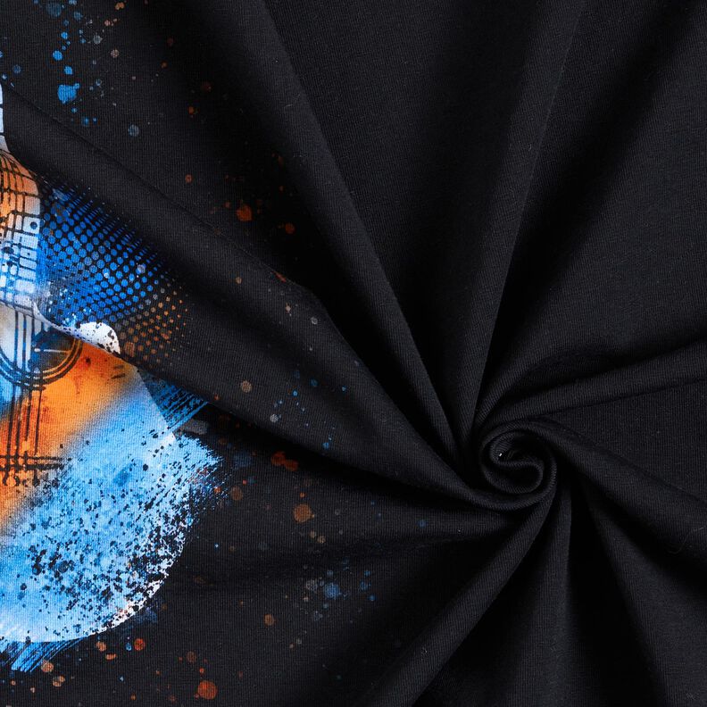 jersey di cotone taglio di tessuto Chitarra | Glitzerpüppi – nero/arancione,  image number 3