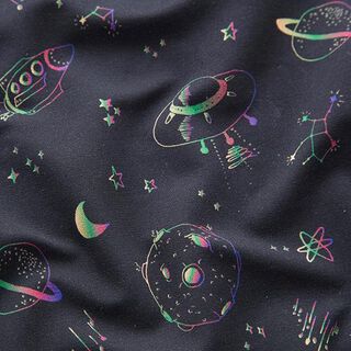 French terry, felpa estiva Universo stampa digitale – nero, 