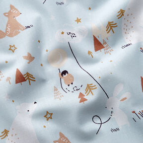 popeline di cotone Animali nella foresta – azzurro baby, 