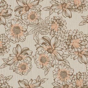 mussolina / tessuto doppio increspato fiori estivi – tortora chiaro/marrone medio, 